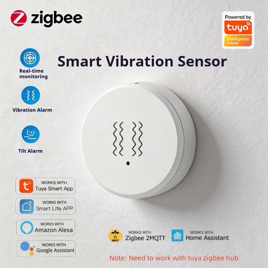Home Security With Alarm - Sensore di Vibrazione Intelligente Tuya Zigbee,