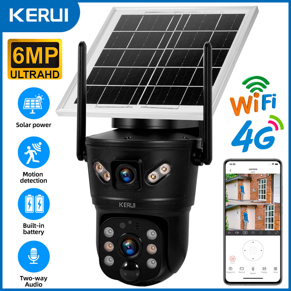 Home Security Video - KERUI Outdoor 6MP Telecamera Solare 4G