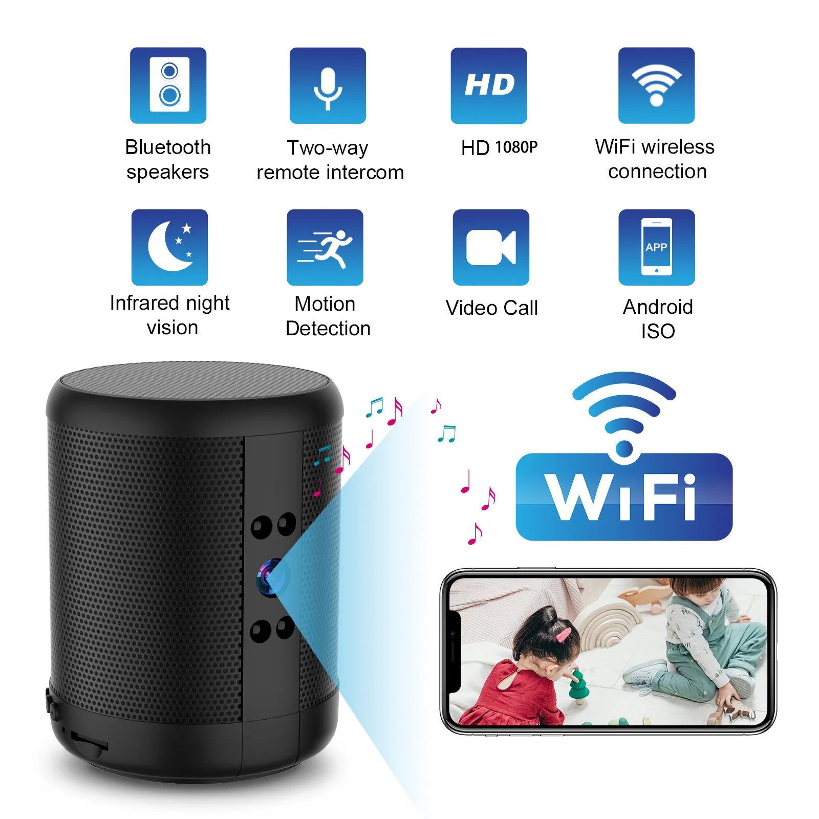 Home Security Robot - Telecamera di Sicurezza WiFi con Altoparlante,