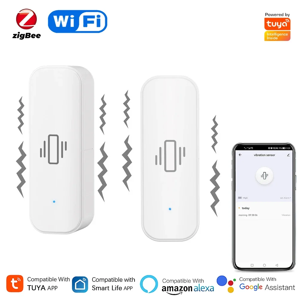 Home Security With Alarm - Tuya WiFi/Zigbee sensore di vibrazione intelligente